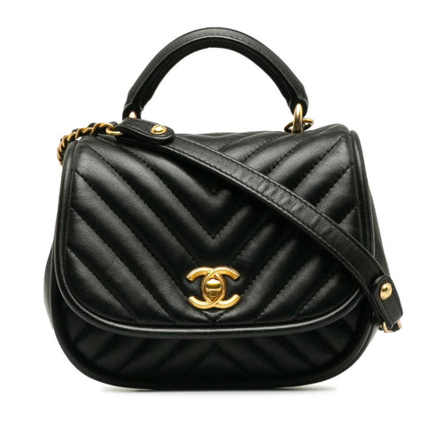 Black Leather Chanel Travel Bag