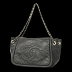 Black Leather Chanel Shoulder Bag