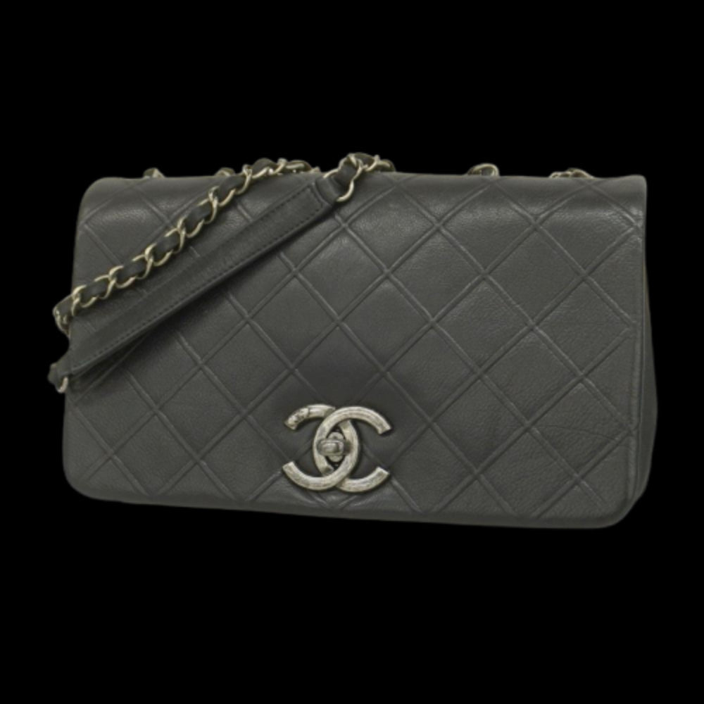 Black Leather Chanel Shoulder Bag