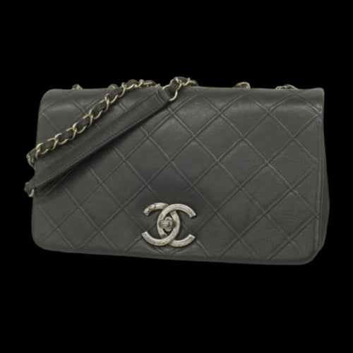 Black Leather Chanel Shoulder Bag