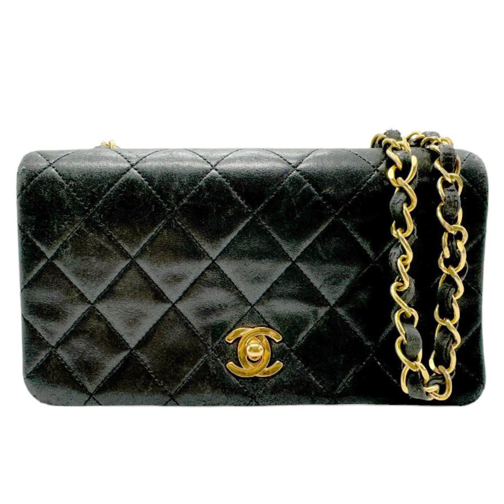 Black Leather Chanel Crossbody Bag