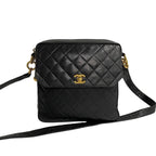 Black Leather Chanel Shoulder Bag