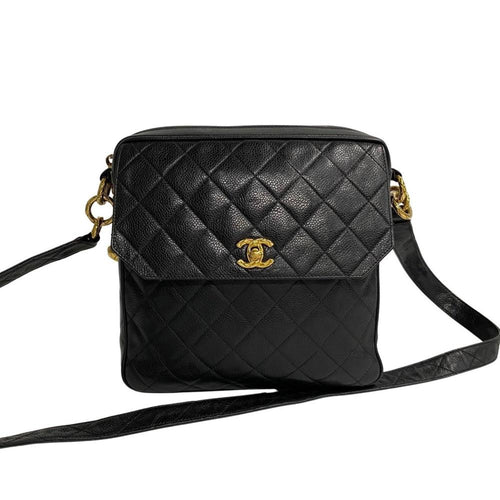 Black Leather Chanel Shoulder Bag
