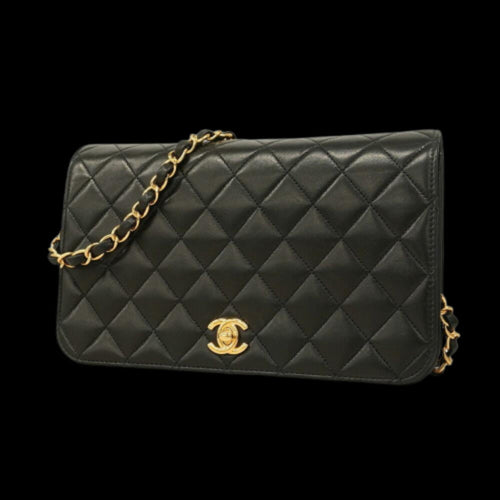Black Leather Chanel Shoulder Bag