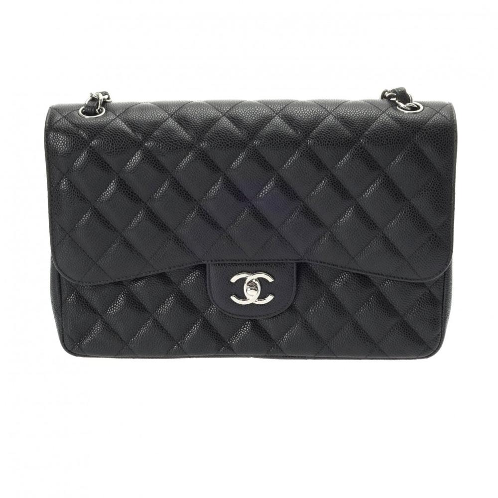 Black Leather Chanel Flap Bag