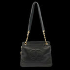 Black Leather Chanel Shoulder Bag