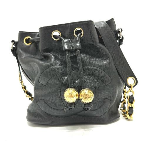Black Leather Chanel Shoulder Bag