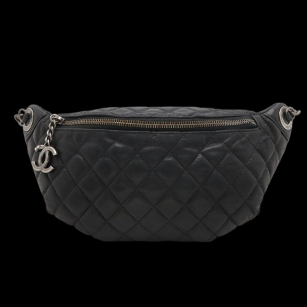 Black Leather Chanel Belt Bag