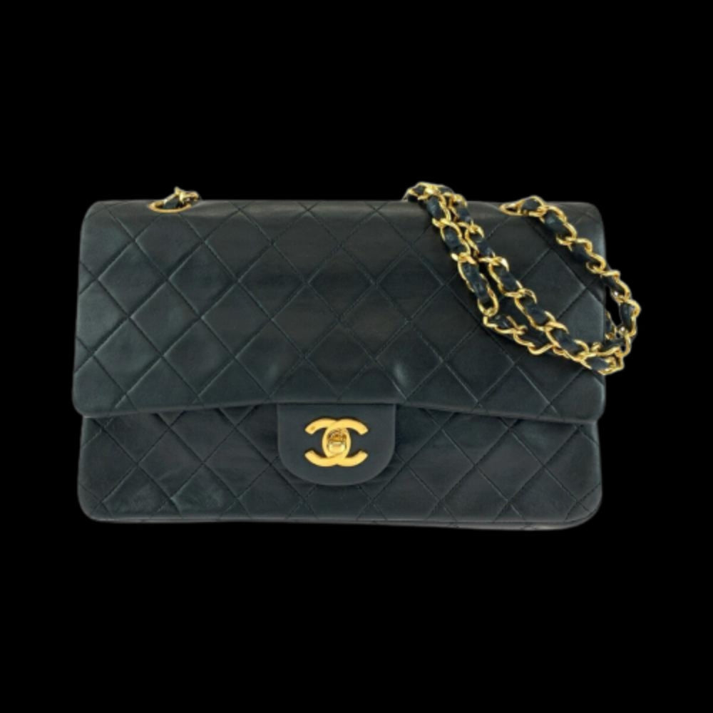 Black Leather Chanel Flap Bag