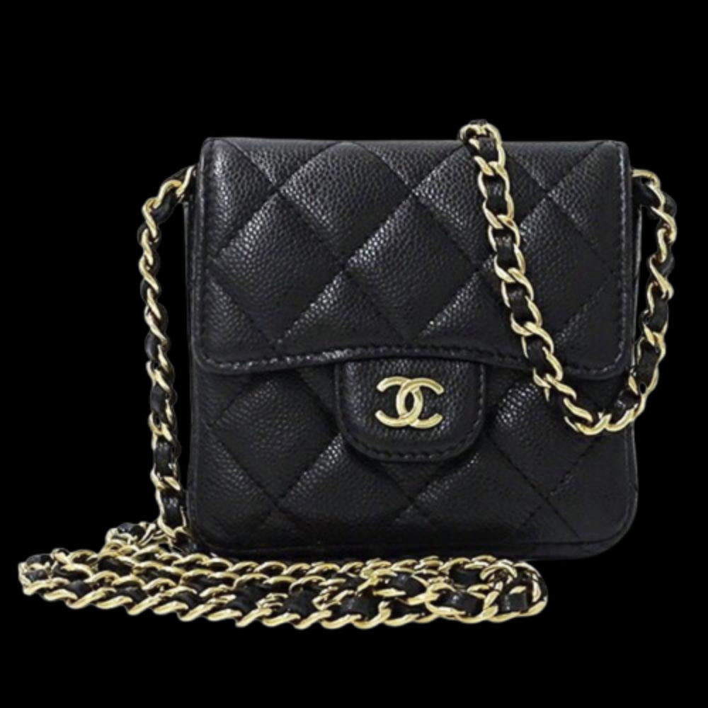 Black Leather Chanel Shoulder Bag