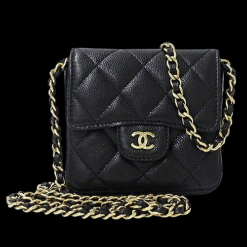 Black Leather Chanel Shoulder Bag