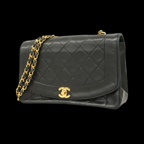 Black Leather Chanel Shoulder Bag