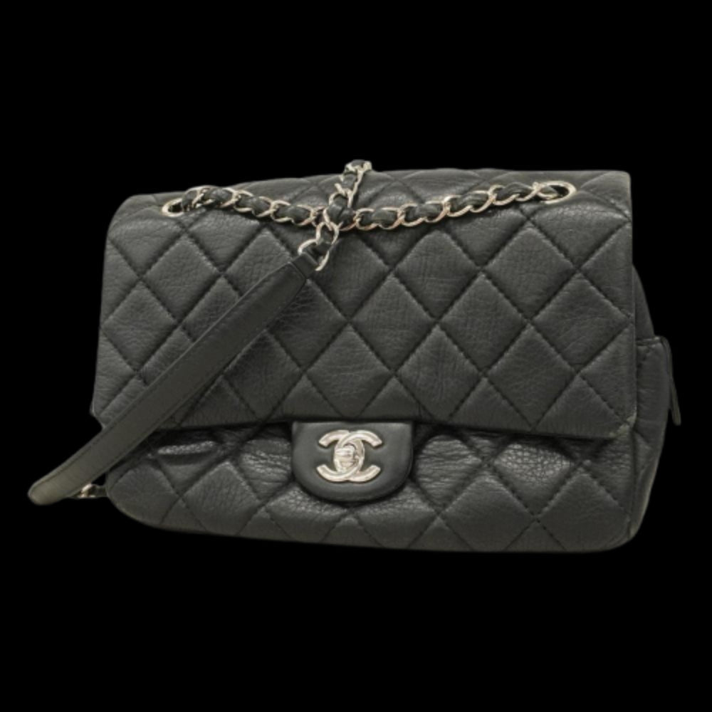 Black Leather Chanel Shoulder Bag