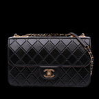 Black Leather Chanel Flap Bag
