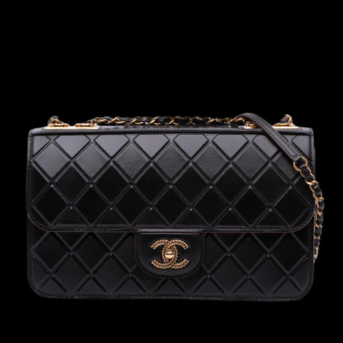 Black Leather Chanel Flap Bag