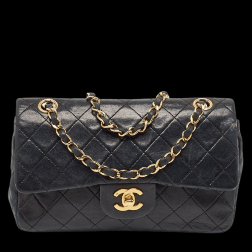 Black Leather Chanel Flap Bag