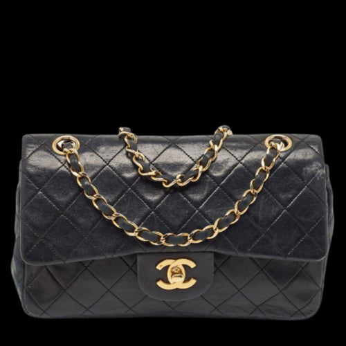 Black Leather Chanel Flap Bag