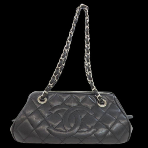 Black Leather Chanel Shoulder Bag