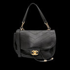 Black Leather Chanel Flap Bag