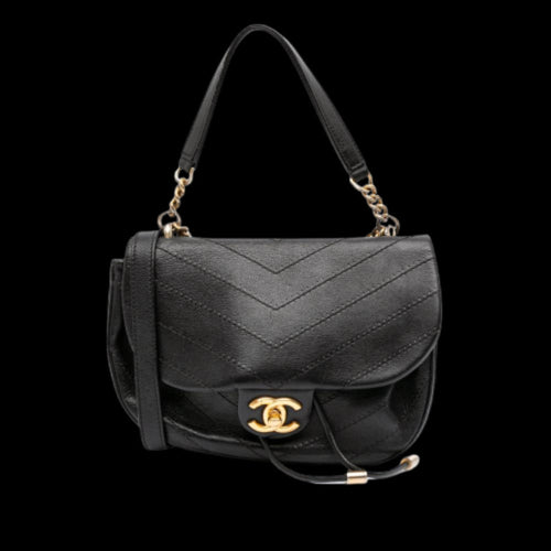 Black Leather Chanel Flap Bag