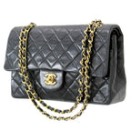 Black Leather Chanel Shoulder Bag