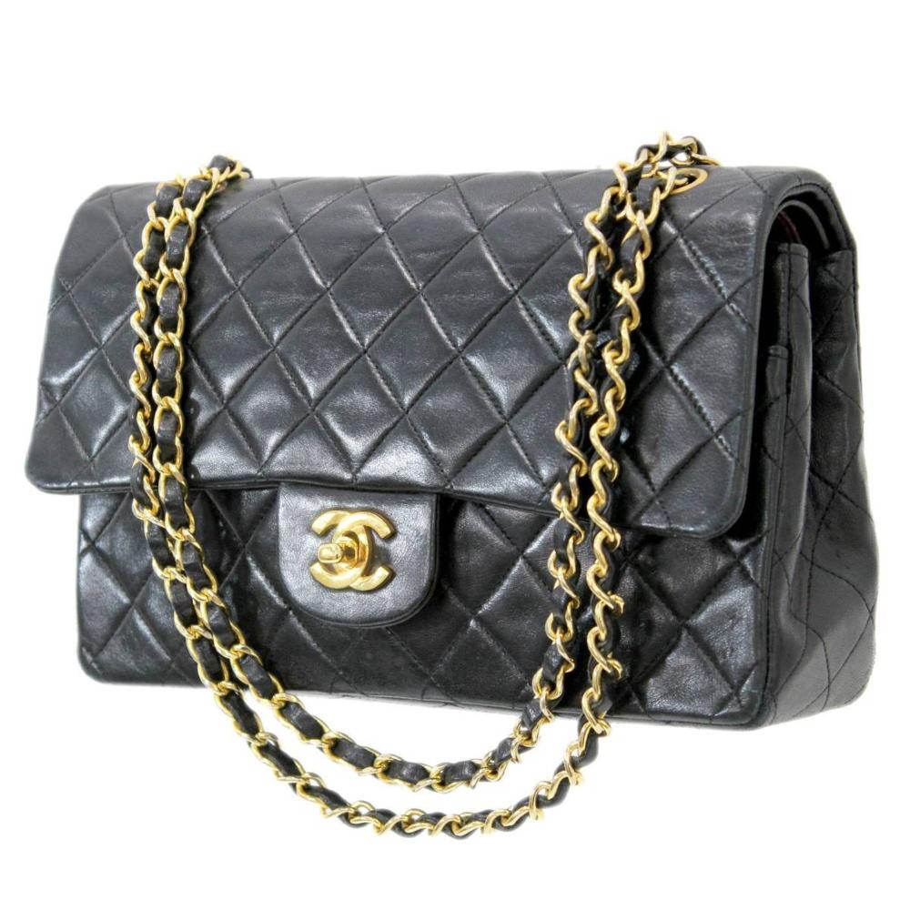 Black Leather Chanel Shoulder Bag