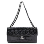 Black Leather Chanel Shoulder Bag