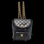 Black Leather Chanel Backpack