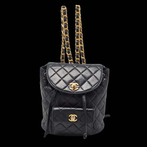 Black Leather Chanel Backpack