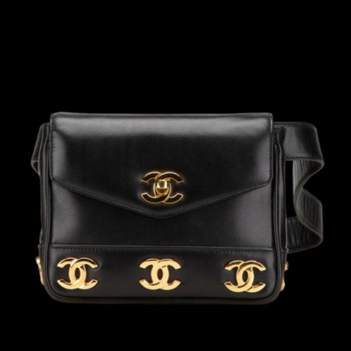 Black Leather Chanel Shoulder Bag