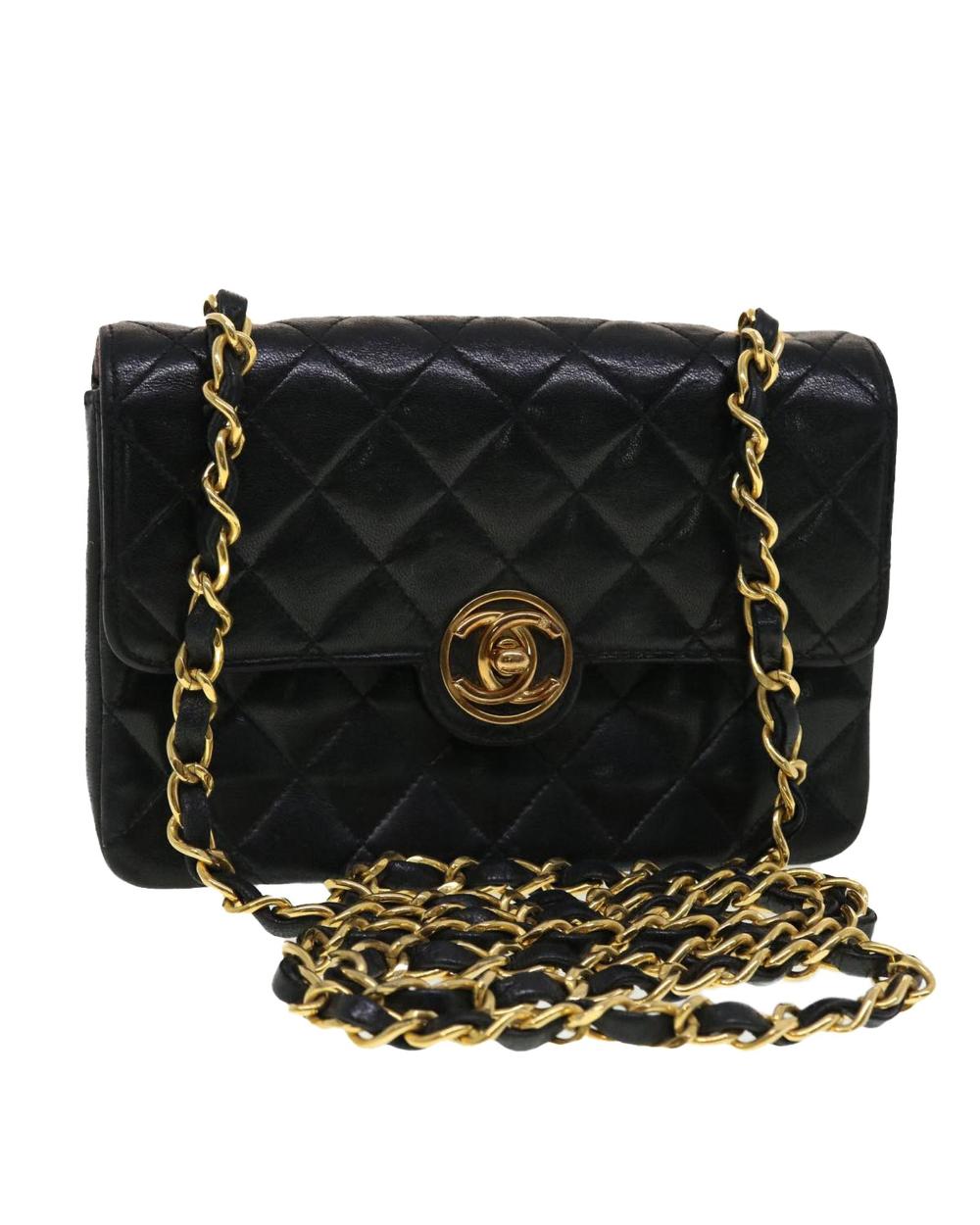 Black Leather Chanel Crossbody Bag