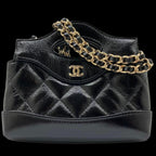 Black Leather Chanel Shoulder Bag