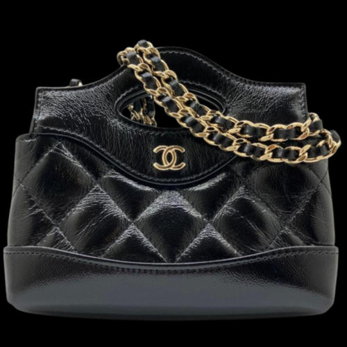 Black Leather Chanel Shoulder Bag