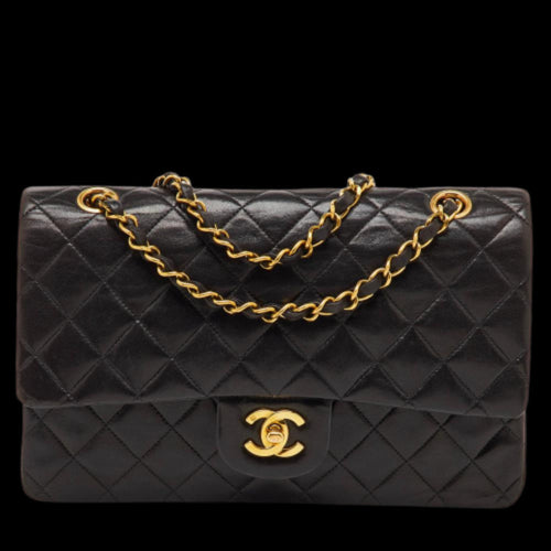 Black Leather Chanel Flap Bag