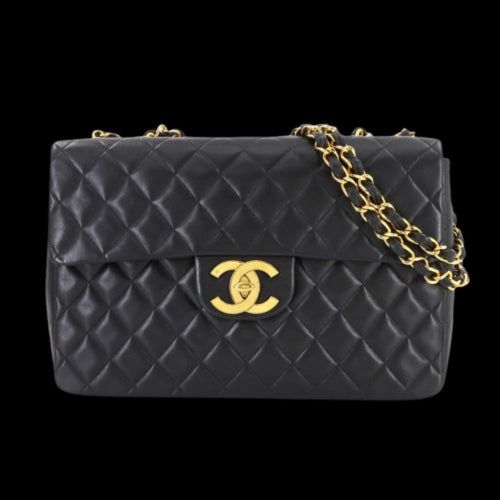 Black Leather Chanel Shoulder Bag