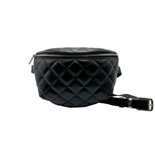 Black Leather Chanel Belt Bag