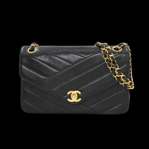 Black Leather Chanel Shoulder Bag
