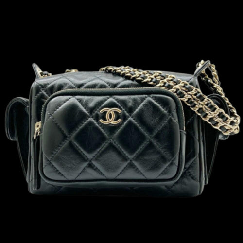 Black Leather Chanel Shoulder Bag