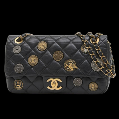 Black Leather Chanel Shoulder Bag