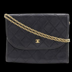 Black Leather Chanel Shoulder Bag