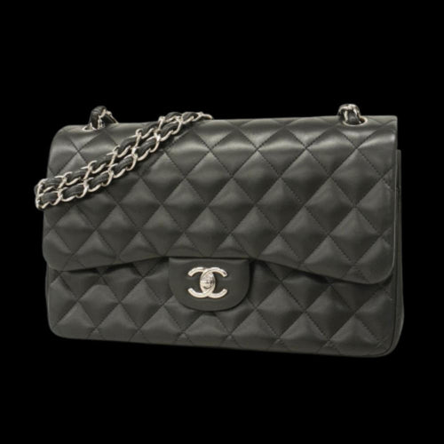 Black Leather Chanel Flap Bag