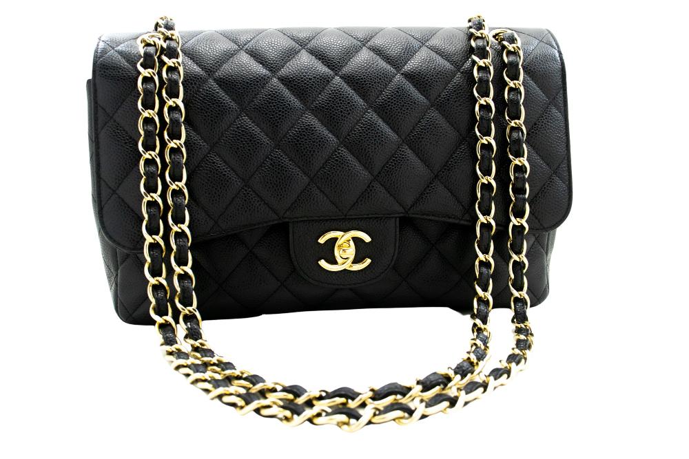 Black Leather Chanel Flap Bag