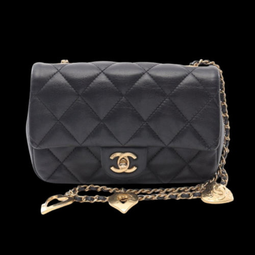 Black Leather Chanel Shoulder Bag