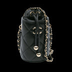 Black Leather Chanel Bucket Bag
