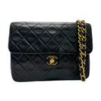 Black Leather Chanel Flap Bag