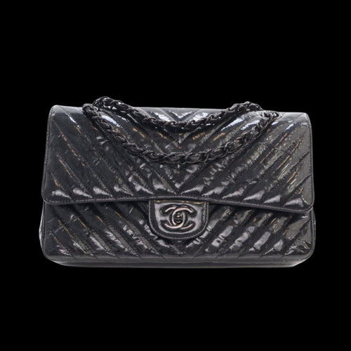 Black Leather Chanel Flap Bag
