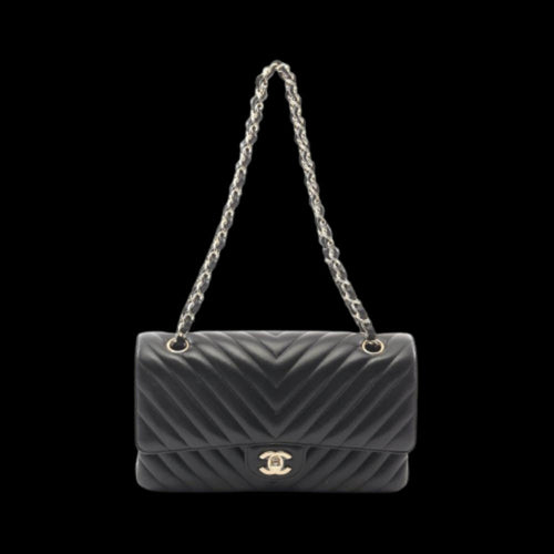 Black Leather Chanel Shoulder Bag