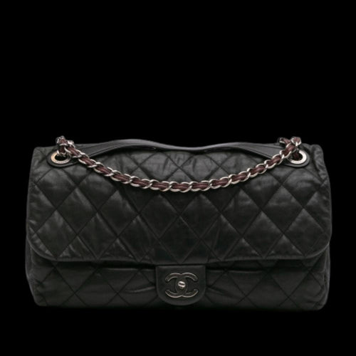 Black Leather Chanel Flap Bag