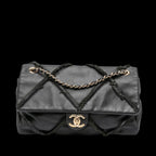 Black Leather Chanel Flap Bag