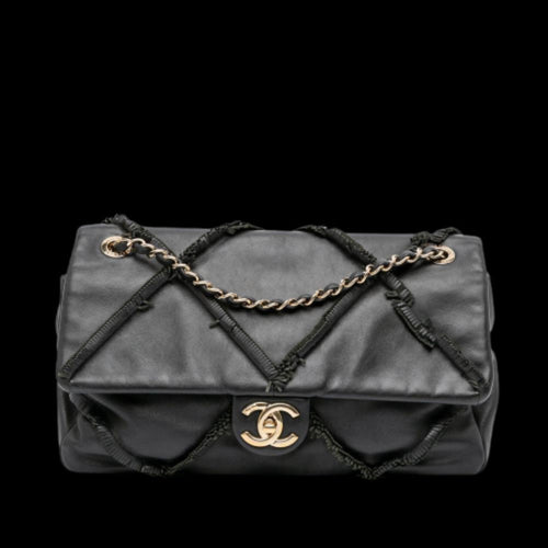 Black Leather Chanel Flap Bag